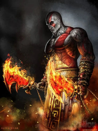 God Of War Ragnarok 5D DIY Diamond Painting Kit Greek Mythology Kratos Art Mosaic Cross Stitch Handcraft Home Room Decor Gift