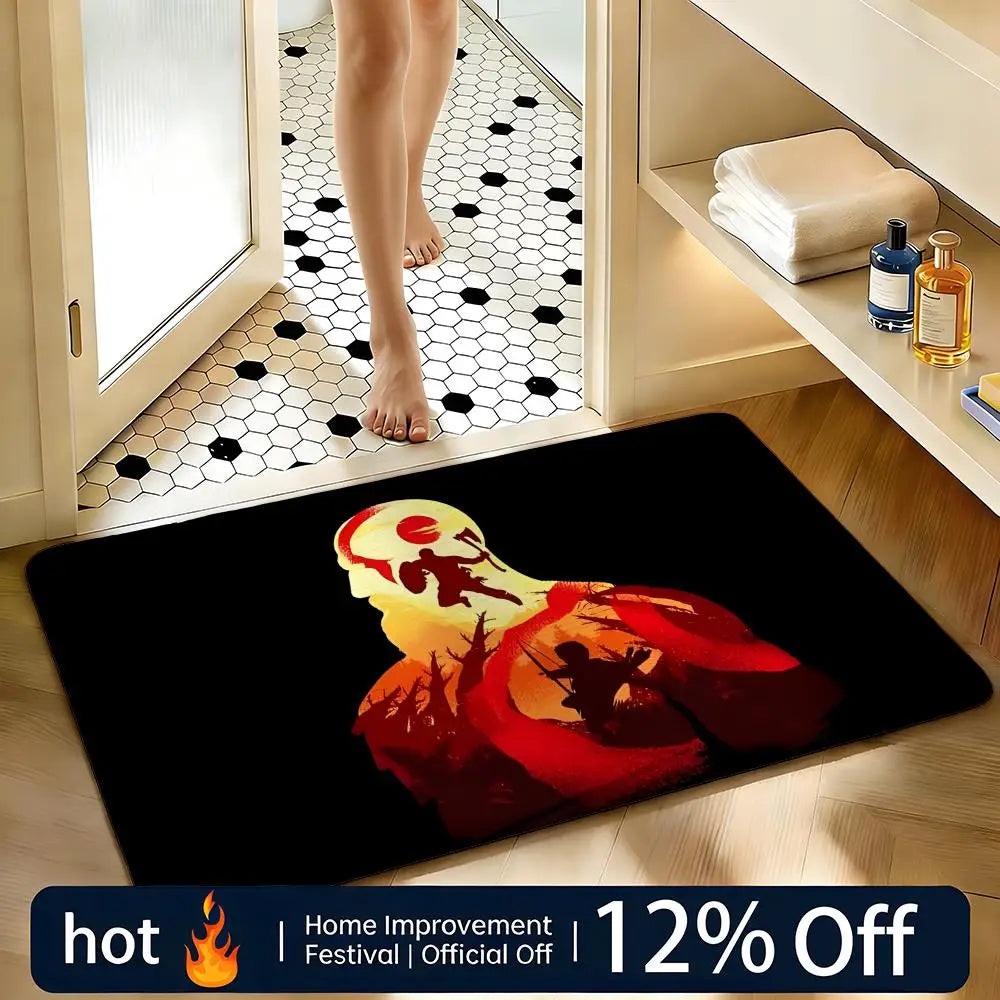 Soft Absorbent Non-Slip Rug Game God of War Floor Mat Home Decor Doormat Bedroom Floor Mat Shower Carpet