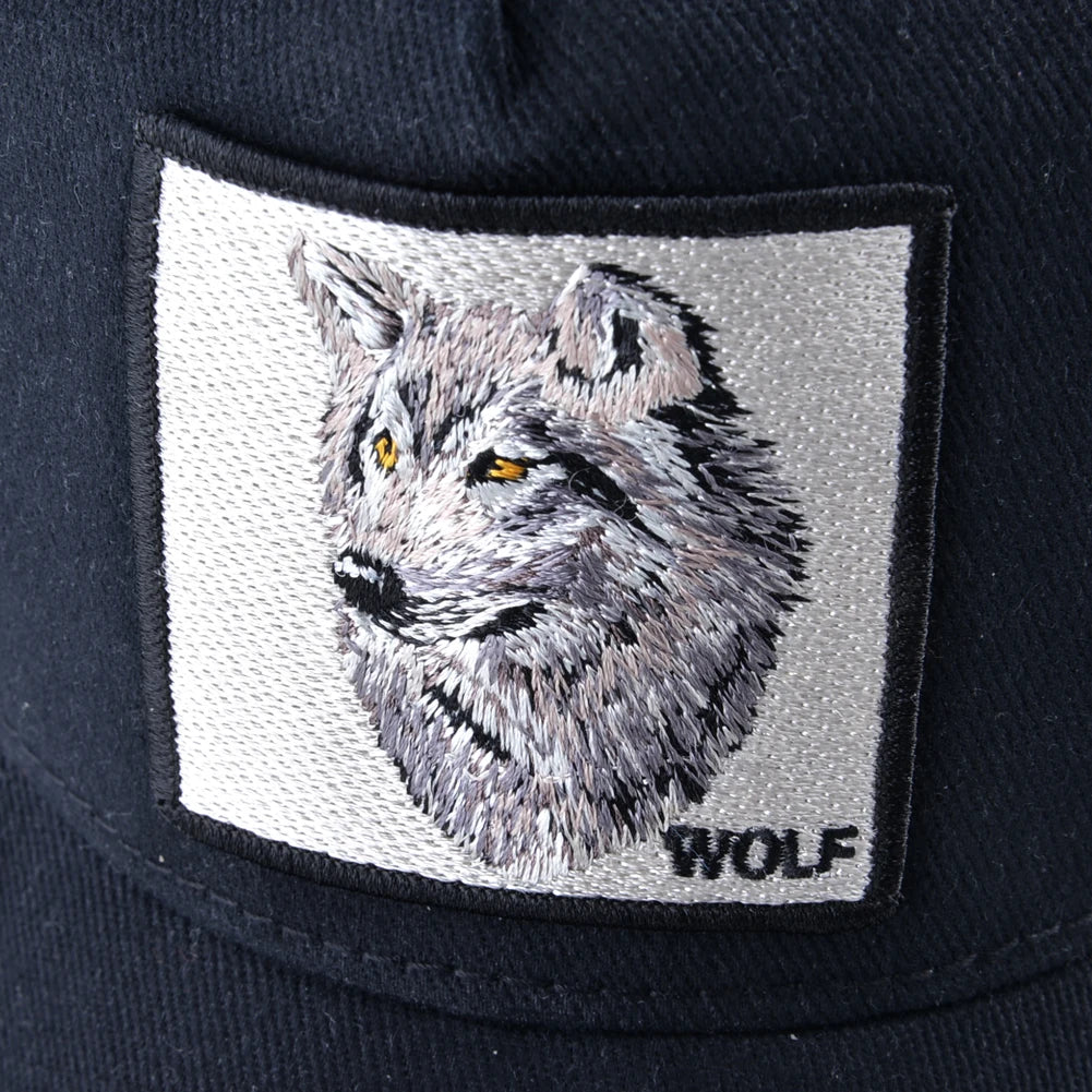 Modebaseballkasket med broderet ulve-patch, snapback, hiphop-trucker-kasket, til mænd og kvinder, udendørs, åndbar kasket med skygge