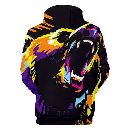 Sweatshirt com Capuz Cool Space Galaxy Wolf para Homem — Lobo Brilhante, Estilo Fashion, Pullover de Primavera e Outono