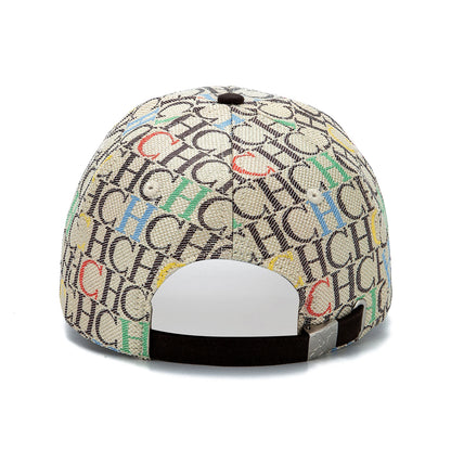 Șapcă de baseball cu imprimeu monogramă CH, structurată, ajustabilă, unisex, tip „dad hat”, cu vizieră de soare, stil streetwear, din țesătură neagră, șapcă casual
