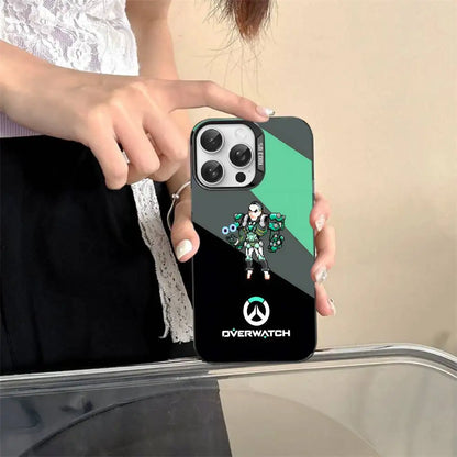 Capa para Telemóvel Game O-Overwatch em Estilo Pixel para iPhone 17 16 15 14 13 12 11 Pro MAX, Traseira Mate Antichoque e Anti-Queda