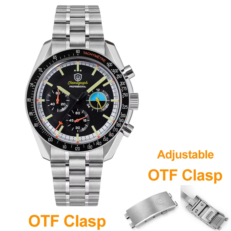 Watchdives WD1863 39mm VK63 Chronograph Watch OTF Clasp Sweep Quartz Movement Sapphire Luminous 100m Waterproof Watches