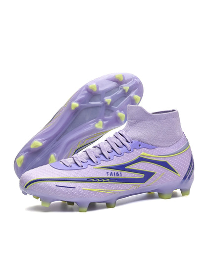 AG/FG Long Studs Soccer Shoes, PU Fabric Mixed Upper, TPU Sole Wear-Resistant Anti-Slip, Men Women Kids Youth Outdoor Sports