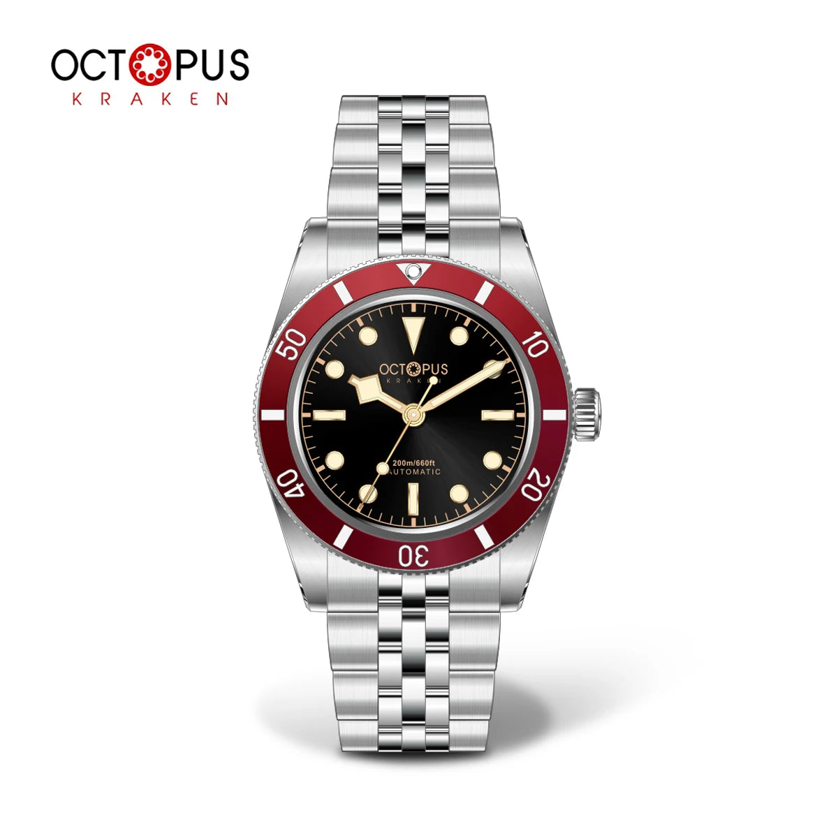 Octopus Kraken 37mm Dive Watch Men BB54 PT5000 Automatic Mechanical Movement Sapphire Crystal Aluminum Bezel STL Bracelet 20Bar