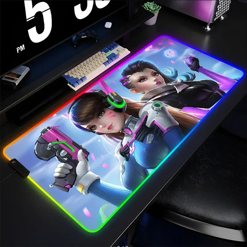 Mouse Pad Gamer Keyboard Pad Overwatch Sombra Desk Mouse Mat LED Carpet Rubber Tapis Souris Gaming RGB Notbook Kawaii Mousepad