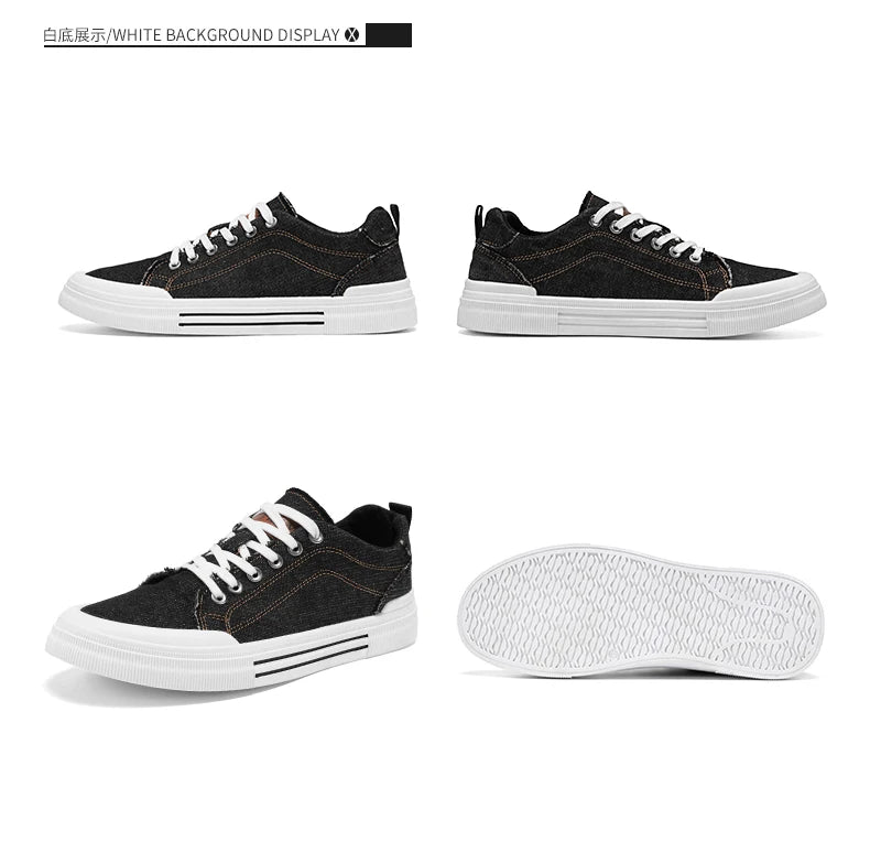 Personalized Spring and Autumn New Men's Shoes, Korean Style Fashionable Large Size Low-Top Casual Shoes, Denim Single Shoes, Versatile Sneakers