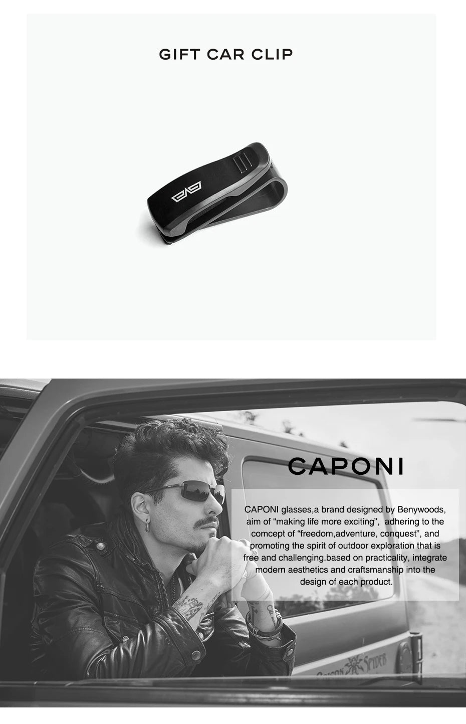 CAPONI Men's Sunglasses Polarized Classic Design Eyewear Protect Eyes Black Shades For Male Outdoor Driving Sun Glasses CP6199