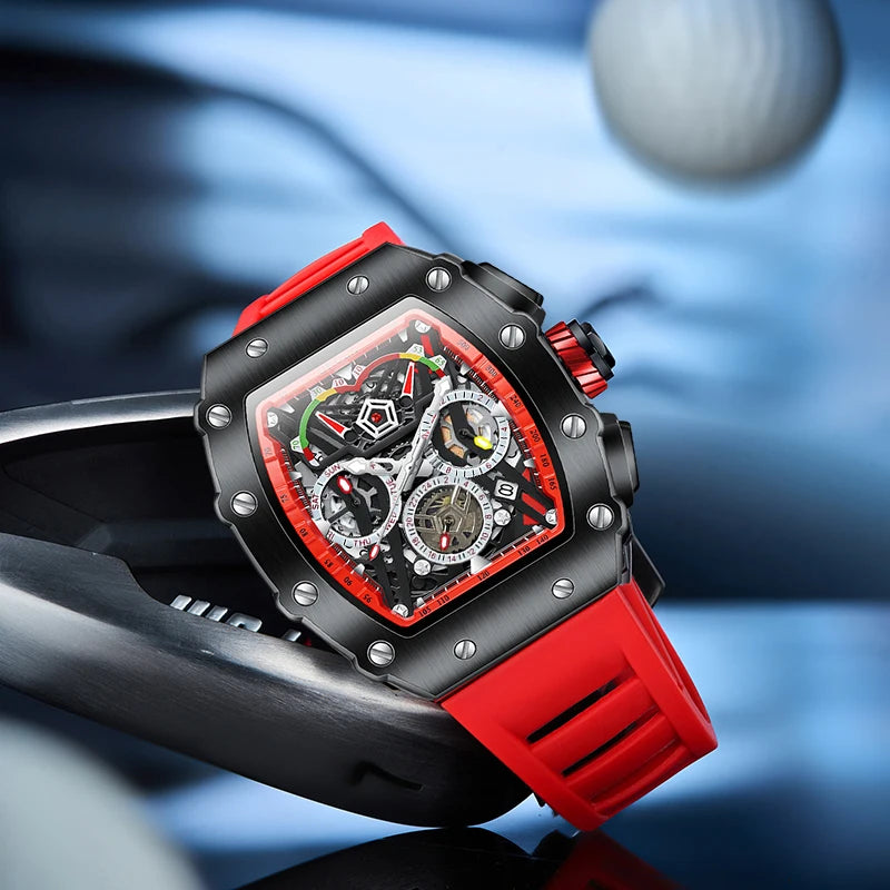 ONOLA Luxury Men Mechanical Watch with Hollow Out Luminous Automatic Watch 3Bar Waterproof Reloj Hombre