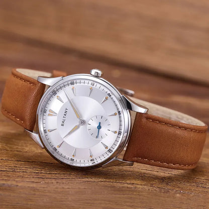 Baltany Men Automatic Watch 38.5mm Pilot Manual Winding Mechanical Wristwatch Sapphire 5ATM Small Second Dial ST1701 ST1700