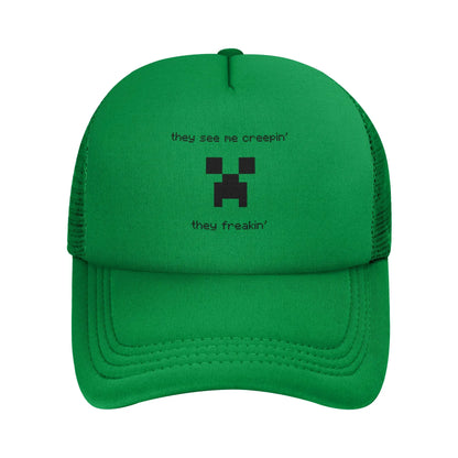 Creepin Creepers til voksne, Trucker-kasket, baseballkasket i mesh, snapback-kasketter, hatte, solhat, justerbare solkasketter, sommer