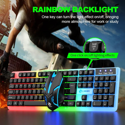 NG GTX350 Set gaming tastiera e mouse per computer e laptop, kit gamer con retroilluminazione LED, tastiera USB cablata GTX350 - Nero