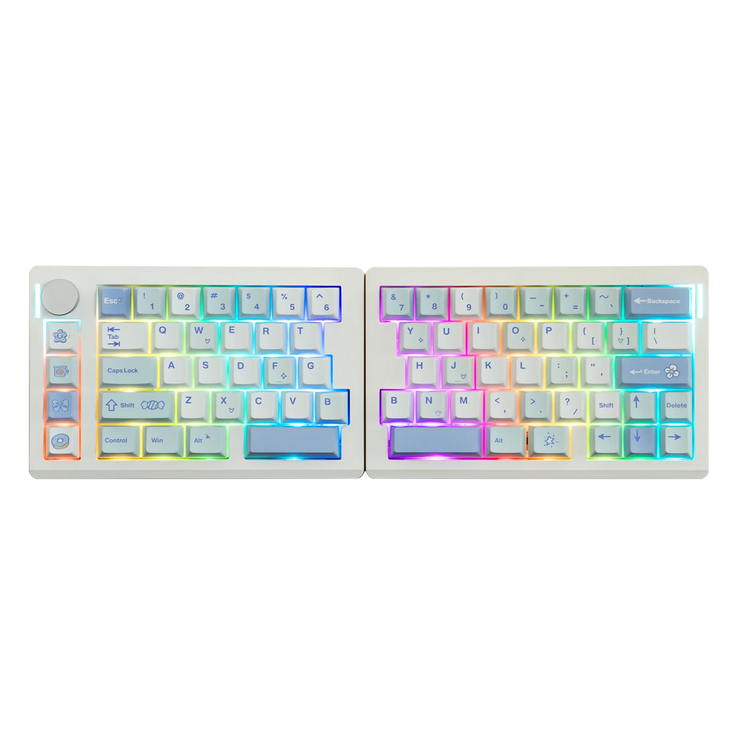 Teclado mecánico inalámbrico EPOMAKER Split70 QMK/VIA 70% con diseño dividido, conexión cableada/BT/2.4Ghz y perilla programable, modificador Mac