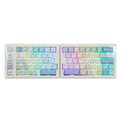 Teclado mecánico inalámbrico EPOMAKER Split70 QMK/VIA 70% con diseño dividido, conexión cableada/BT/2.4Ghz y perilla programable, modificador Mac