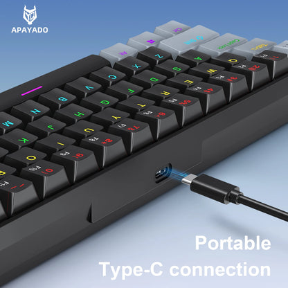 Teclado mecánico gaming con cable APAYADO K61 60% Mini Phantom RGB, 61 teclas, switch rojo/azul, ergonómico y portátil para PC/portátil