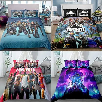Fortnite Bedding Set 3pcs 3D Printed Bedroom Bed Linens Game Cartoon Decorative Bedding Duvet Cover Pillowcase Birthday Gift
