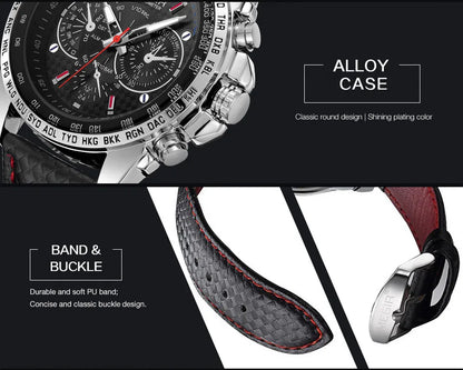 MEGIR 1010 Men's Quartz Watch with Leather Strap, Analog Display, Fashion Design, Stylish Gift for Men relogio feminino