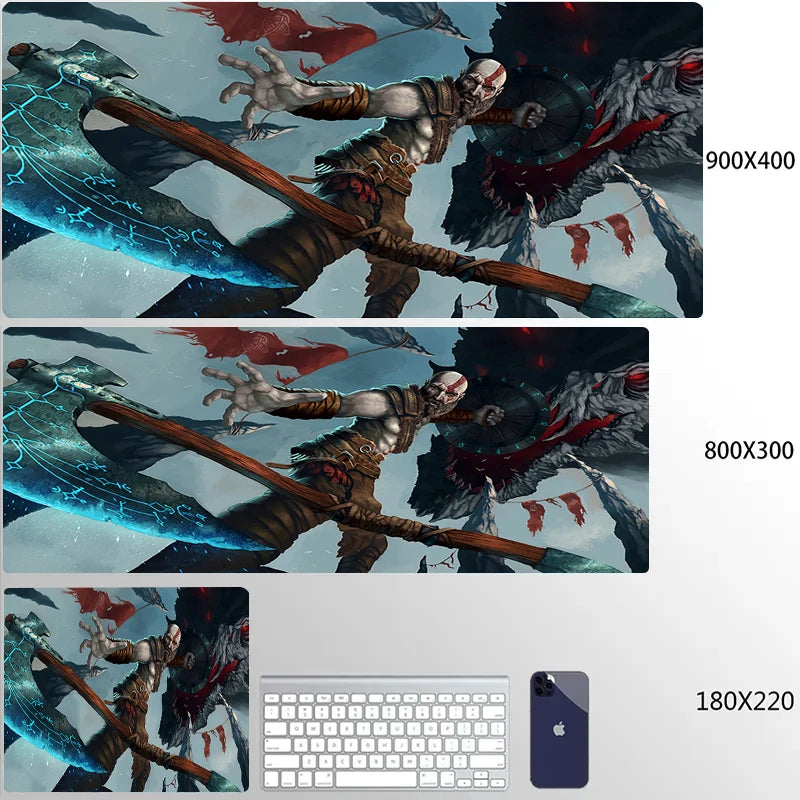 Large Mouse Pad G-God of War Pc Gamer Cabinet Keyboard Computer Game Desk Mat 900x400 Table Rug Gaming Accessories Xxl Mousepad
