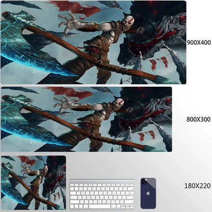 Large Mouse Pad G-God of War Pc Gamer Cabinet Keyboard Computer Game Desk Mat 900x400 Table Rug Gaming Accessories Xxl Mousepad
