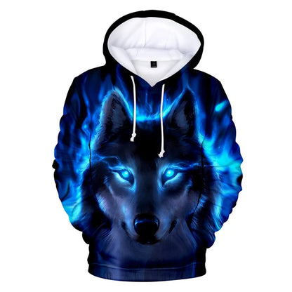 Sweatshirt com Capuz Cool Space Galaxy Wolf para Homem — Lobo Brilhante, Estilo Fashion, Pullover de Primavera e Outono