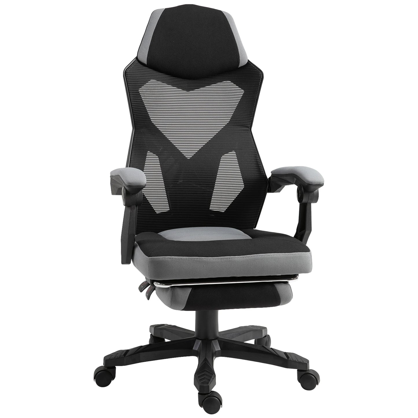 Ergonomic Gaming Office Chair, Grey & Black, Adjustable Height, 360° Swivel, Mesh Fabric, High-Density Foam, Easy Assembly