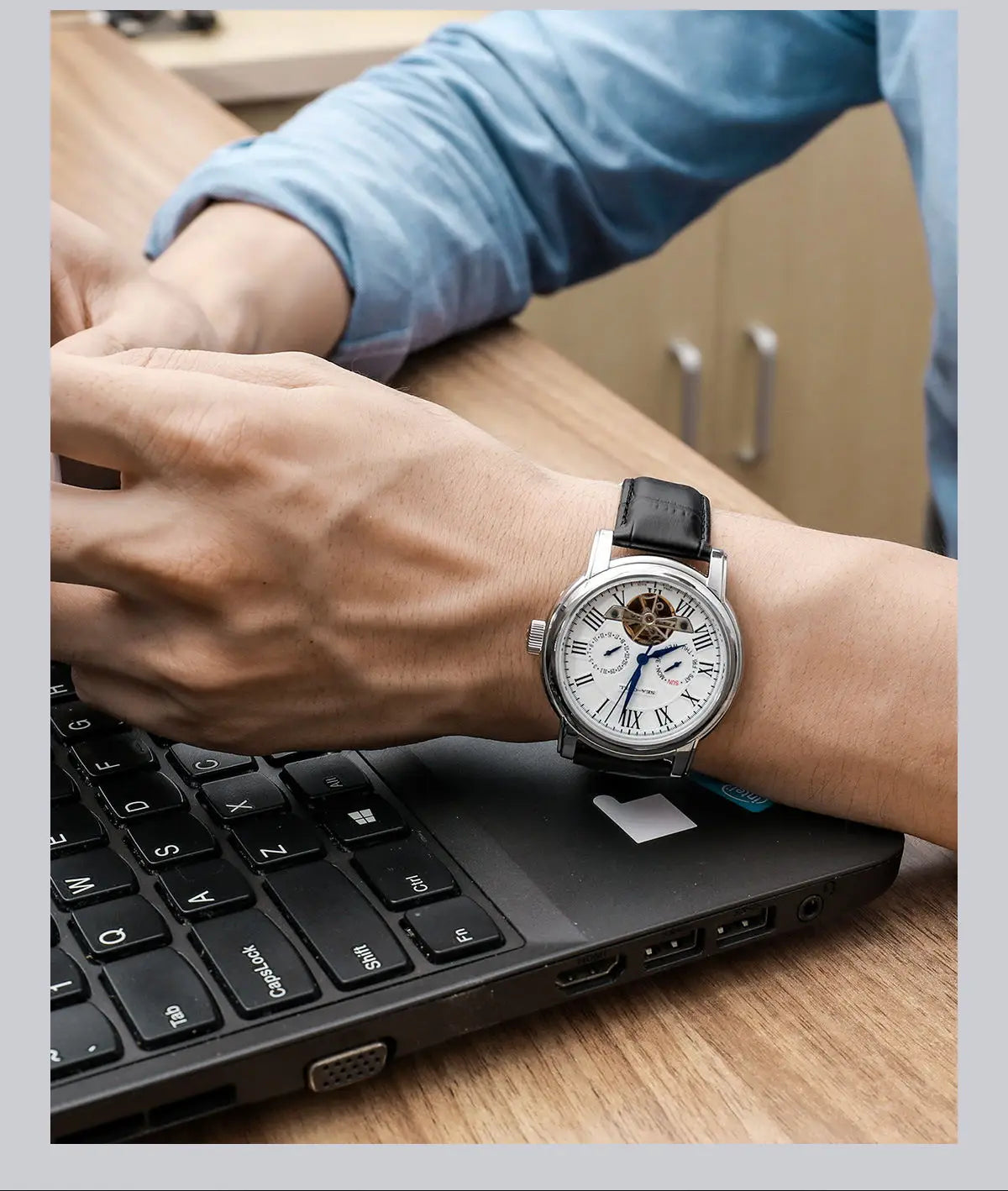 NEW Men's Automatic Mechanical Wristwatch Seagull ST25 Movement Fashion Man Hollow Flywhee Casual Business Watch 819.624