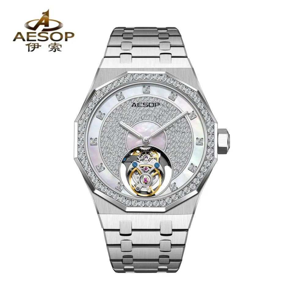 AESOP Echte Fliegende Tourbillon Mechanische Skeleton Uhr Für Mann Luxus Wasserdichte Armbanduhren Saphir Spiegel Gradienten new
