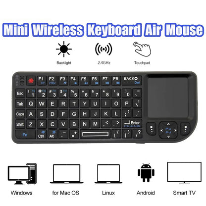 A8 Mini Wireless Keyboard 2.4G 7 Color Backlit 3 in 1 Handheld Keyboard with Touchpad Air Mouse for Android TV Box PC Tablet