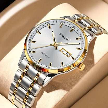 Dianpai men’s automatic mechanical watch – Luxury model, luminescent display, classic and sleek design, stainless steel, water-resistant, with calendar and day-of-the-week display