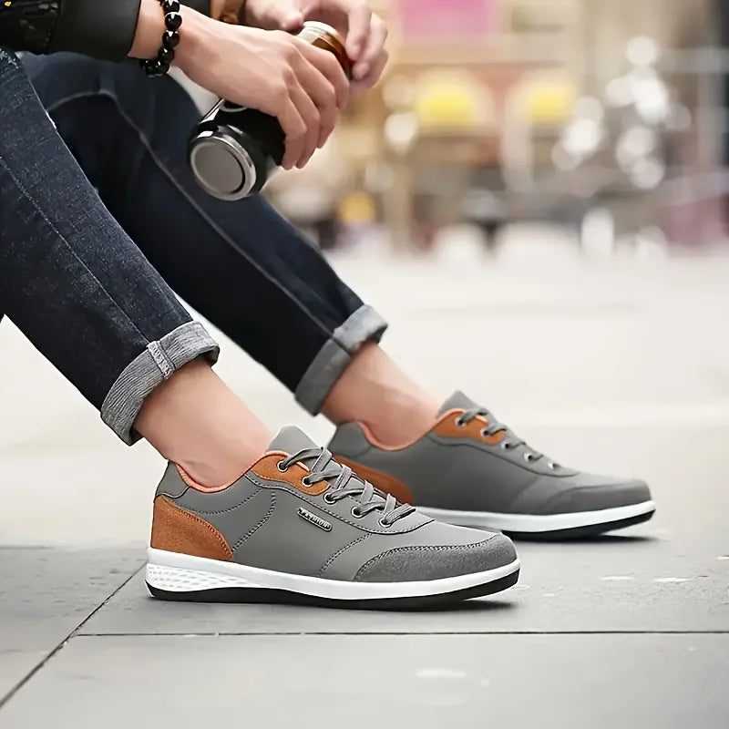 Scarpe da uomo YRZL primavera autunno, sneakers da camminata impermeabili, scarpe sportive casual in pelle antiscivolo, calzature da tennis da uomo