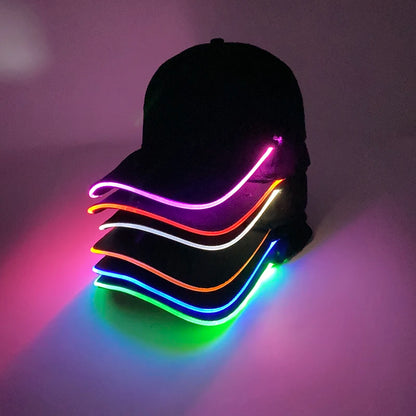 Gorra de béisbol luminosa LED de moda, gorra hip hop iluminada para bar y club, gorra fluorescente para hombre y mujer, accesorios para DJ, baile y disfraces