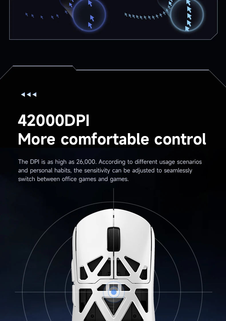MCHOSE AX5 V2 Wireless Gaming Mouse 8KHz Polling PAW 3950 42000DPI Optical Sensor 56g Tri-Mode 130h Battery Magnesium Alloy