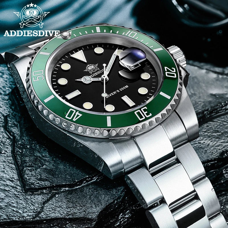 ADDIESDIVE Edelstahl-Uhr für Herren, europäische und amerikanische Business-Freizeit-Quarzuhr, wasserdichte Outdoor-Sportuhr