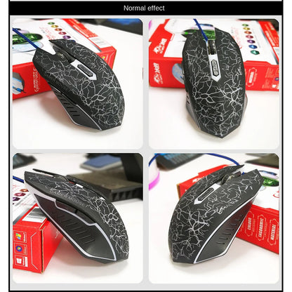 Rato gaming com fios USB 2400 DPI, rato profissional para gamer com retroiluminação LED, rato ergonómico para computador, PC, portátil e MacBook