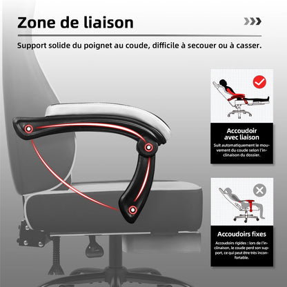 Daccormax 170° Gaming Chair Ergonomic PC Gaming Chair with Adjustable Footrest and Lumbar Support High-Back Breathable Design