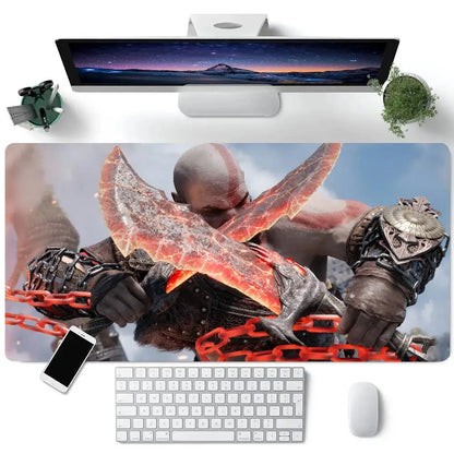 Game God Of War Kratos Mousepad Large Keyboard Desk Mat Gaming Mouse Pad LockEdge Non-slip Mat