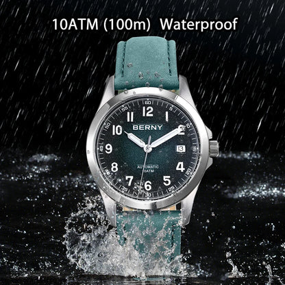 BERNY Automatic Watch Men ST2130 Luminous Mechanical Wristwatch Sapphire Waterproof 10ATM Top Brand Luxury Watch for Men