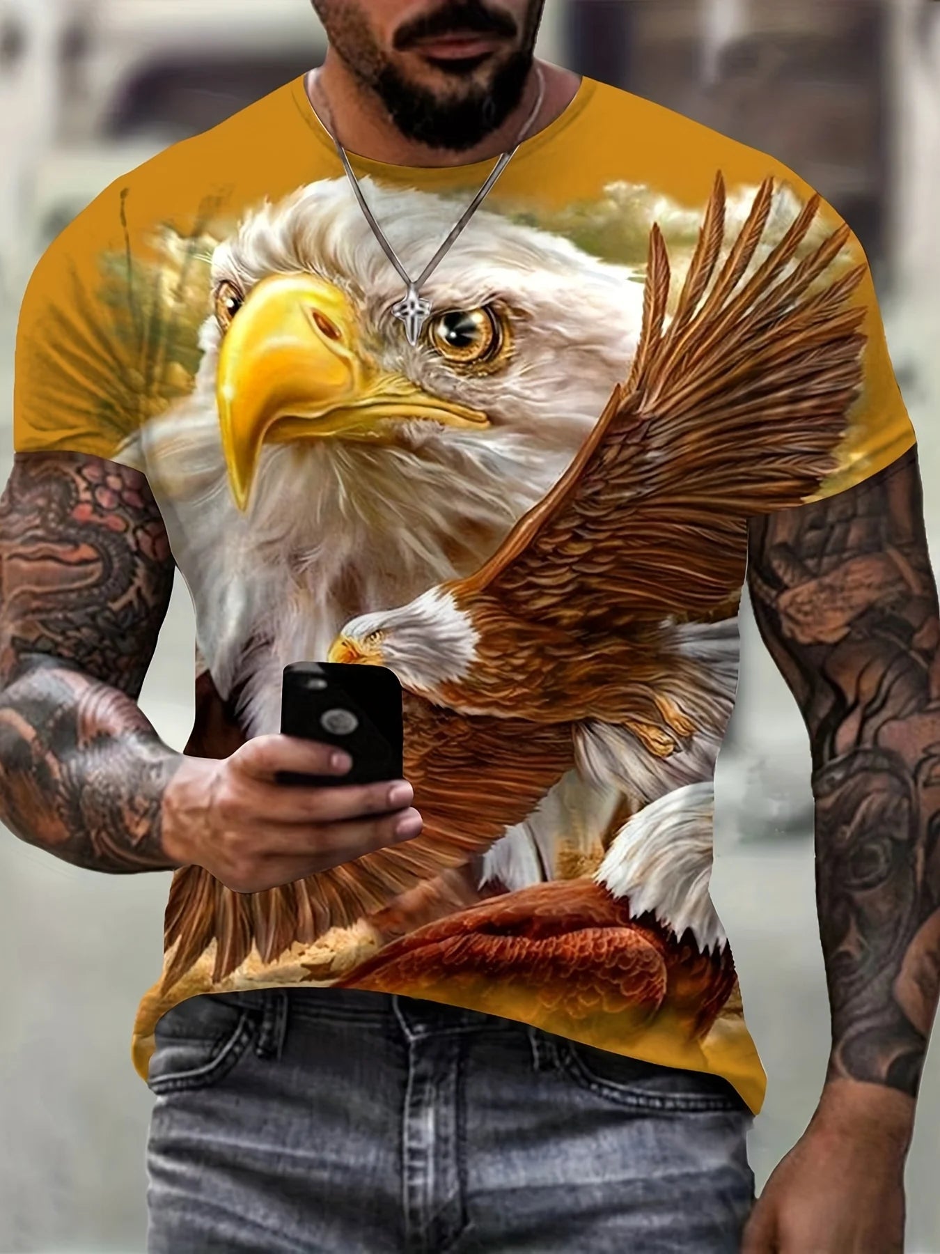 Fashion Eagle Graphic T-Shirts Luxury T-Shirt Summer Men's T-Shirts Casual Tops Short Sleeve T-Shirt 3D Printing Men’s Clothing