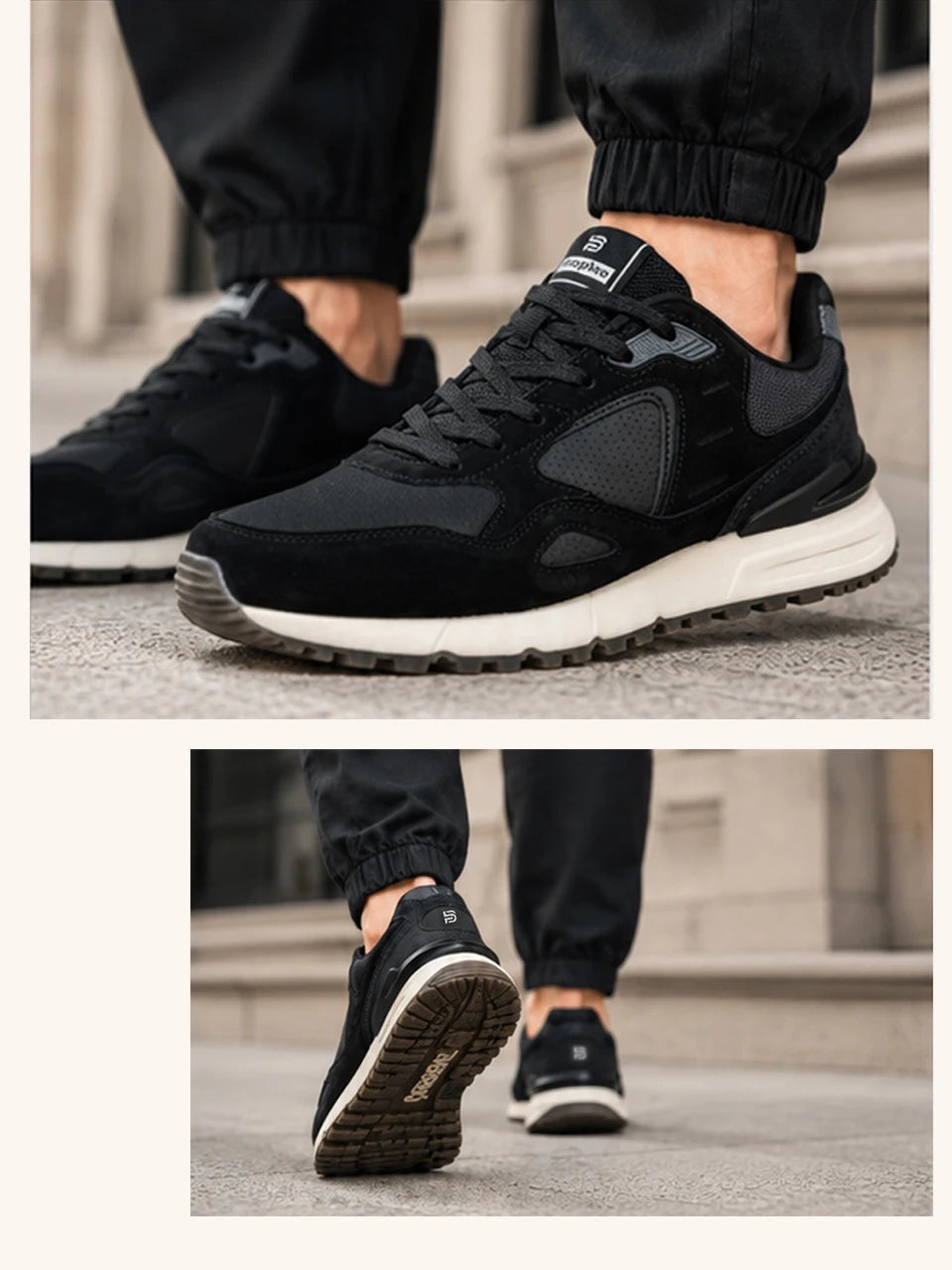 Baasploa Chaussures de marche décontractées pour hommes, baskets tendance en cuir, confortables pour le quotidien, chaussures de style de vie, chaussures de sport classiques