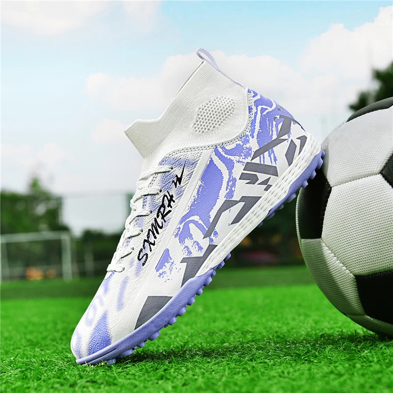 Double Star Men's High-Top TF Turf Football Boots, Youth & Student Edition, Adult & Kids, Professional Match & Training Soccer Shoes