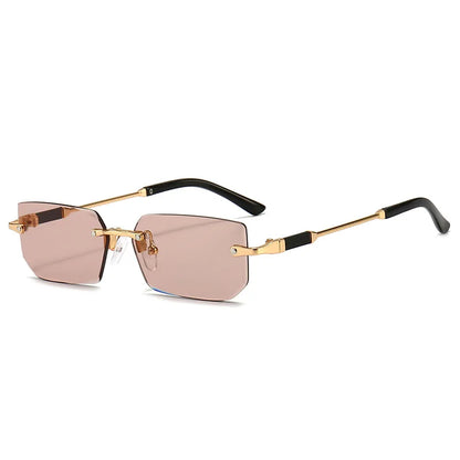 Fashion Rimless Rectangle Sunglasses Popular Women Men Shades Small Square Sun Glasses For Female Male Summer Traveling
