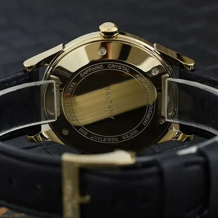 Baltany Men Automatic Watch 38.5mm Pilot Manual Winding Mechanical Wristwatch Sapphire 5ATM Small Second Dial ST1701 ST1700