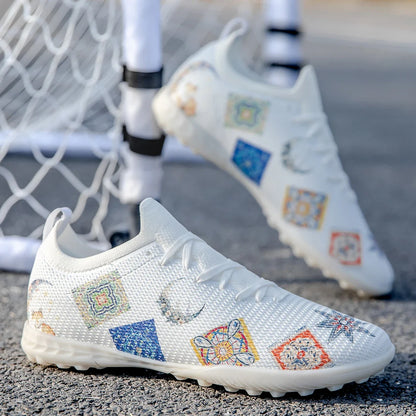 Chuteiras Profissionais Resistentes ao Desgaste para Relvado, Multicoloridas, com Forte Aderência e Excelente Equilíbrio, para Treino de Futebol ao Ar Livre no Verão