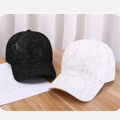 Baseballkappen für Damen im Prinzessinnen-Stil mit Spitzenstickerei und Blumenmuster aus Netzstoff für Frühling und Sommer – atmungsaktive Snapback-Kappen für junge Damen BQ091