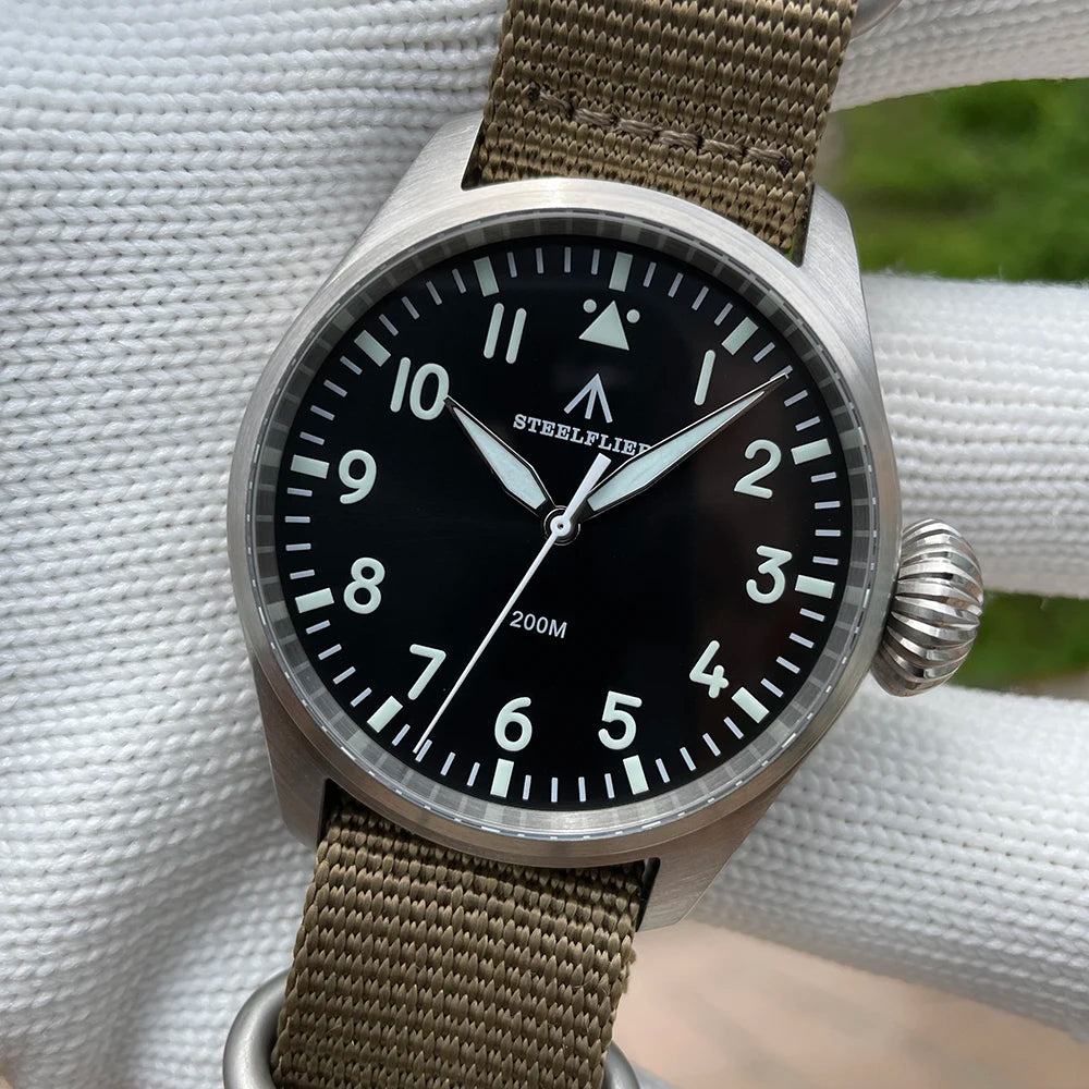 STEELFLIER Official SF743 Quartz Pilot VH31 Steel Strap Onion Crown 20Bar Waterproof Sapphire Crystal Luxury Dive Luminous Watch