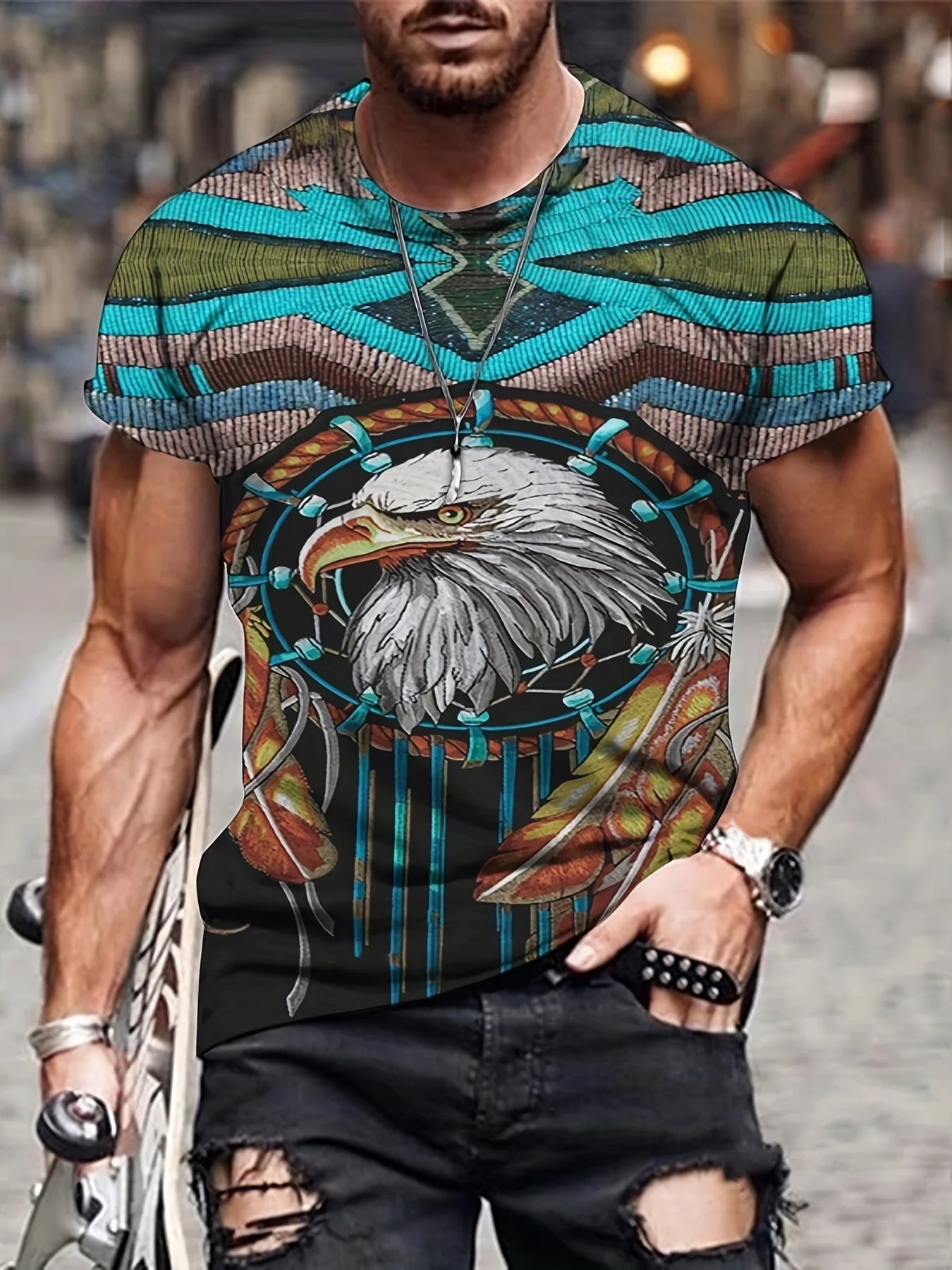 Fashion Eagle Graphic T-Shirts Luxury T-Shirt Summer Men's T-Shirts Casual Tops Short Sleeve T-Shirt 3D Printing Men’s Clothing
