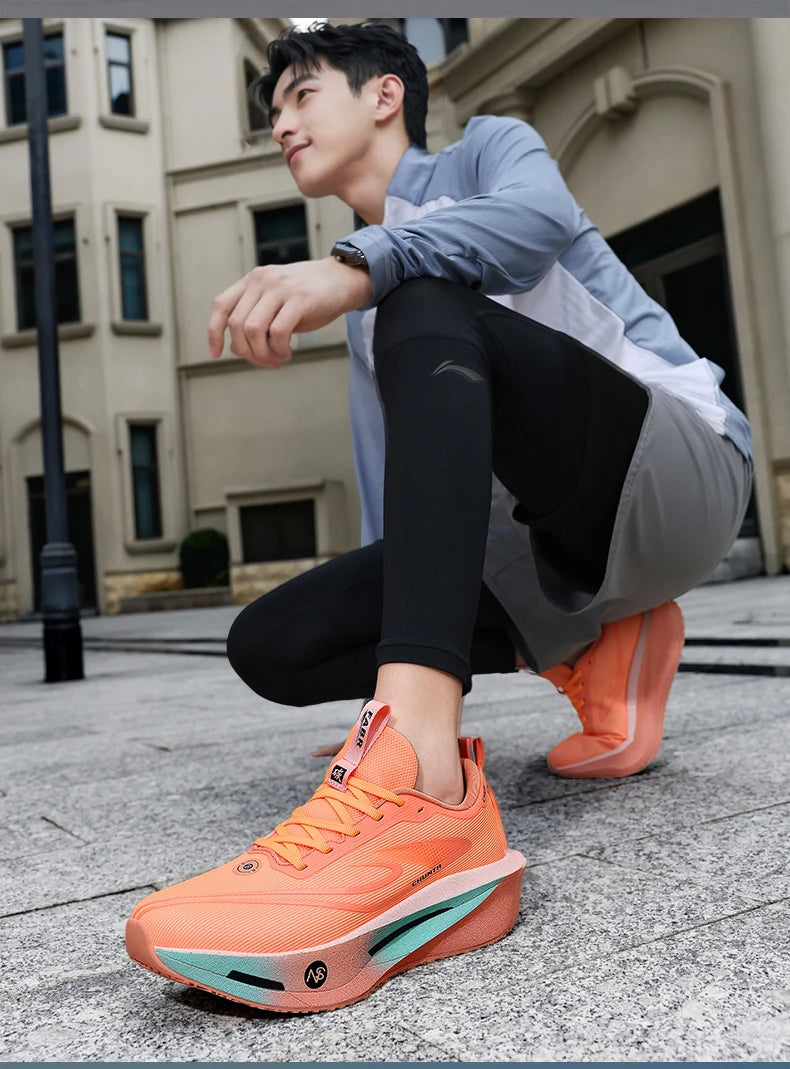 Carbon plate men's and women's anti-slip running shoes, professional marathon sports breathable mesh CHUNTA sports shoes