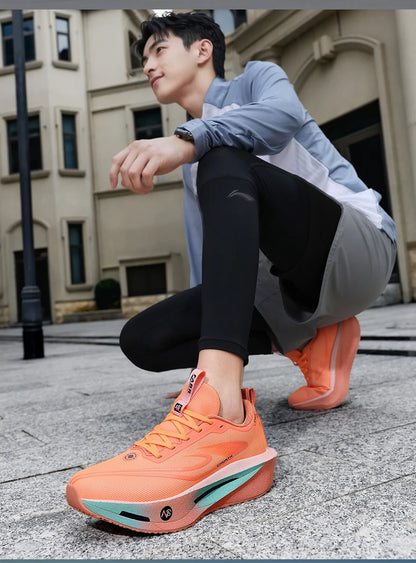 Carbon plate men's and women's anti-slip running shoes, professional marathon sports breathable mesh CHUNTA sports shoes