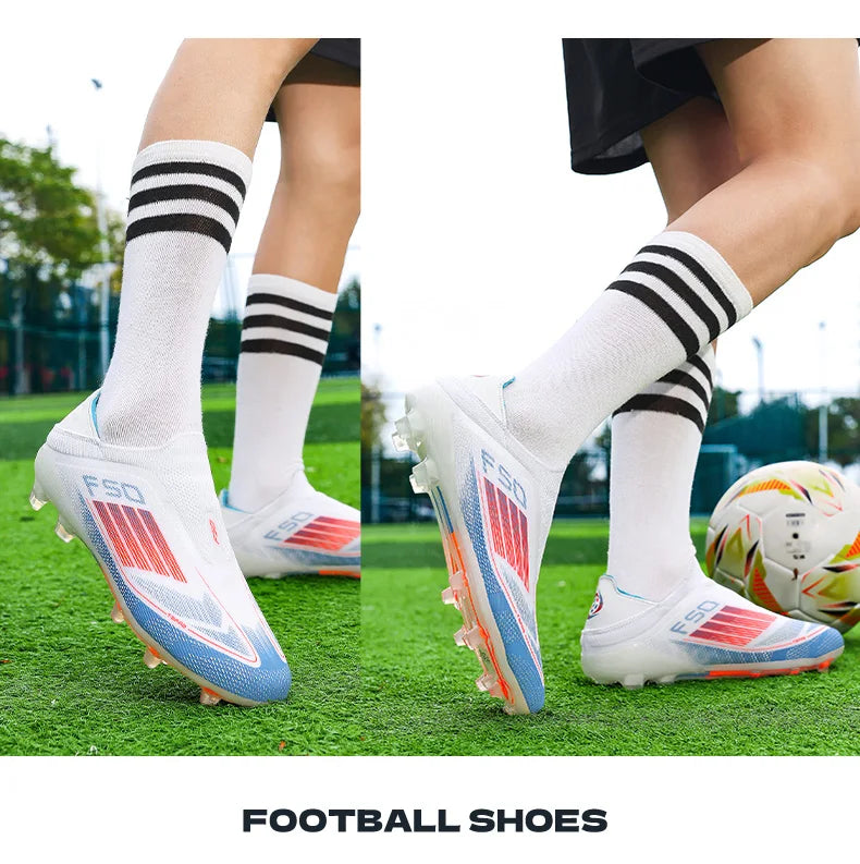 New Men's Football Boots Comfortable Soccer Shoes Match Training Boys Non-Slip Long Spikes Breathable Adult Cleats Outdoor Sport