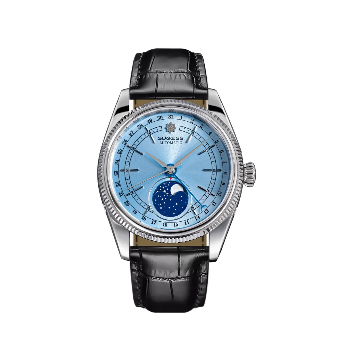 Sugess 40mm Men's Moonphase Automatic ST2108 Movement Sapphire Crystal Mechanical Wristwatch Waterproof Date 2024 New